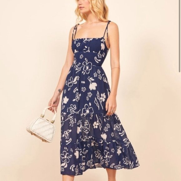 Reformation Dresses & Skirts - Reformation NWT Navy White Floral Kealy Dress Size 10